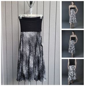 Convertible Dress / Skirt Black and White Strapless Tube Top Flowy NEW
